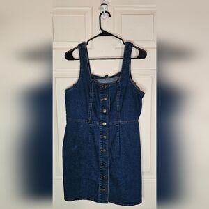 Wild Fable Denim Button Front Mini Dress Pinafore Style - Size Large